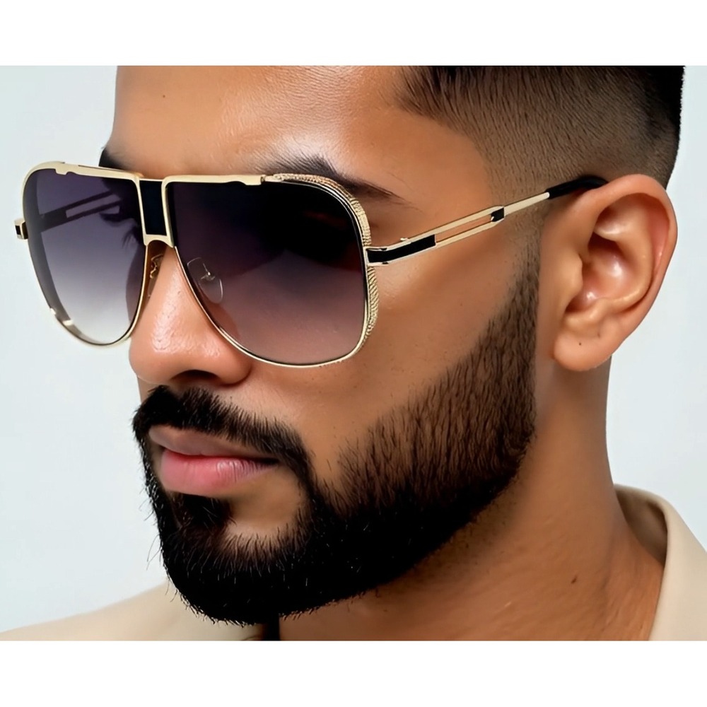 Oversized 70s Pilot Sunglasses Men Disco Sun Glasses Cool Designer Tinted Shades